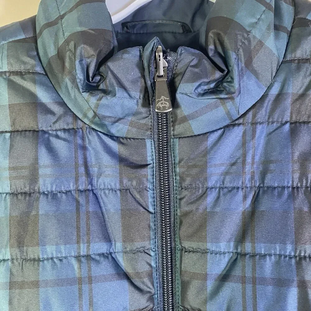 Brooks Brothers Puffer Jacket Mens XL  Blackwatch Tartan Reversible Blue Green